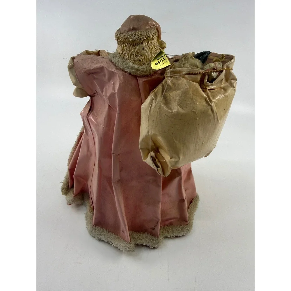 Vintage Silvestri Handcrafted Santa Claus Tree Topper Pink Cream Figurine 7.5